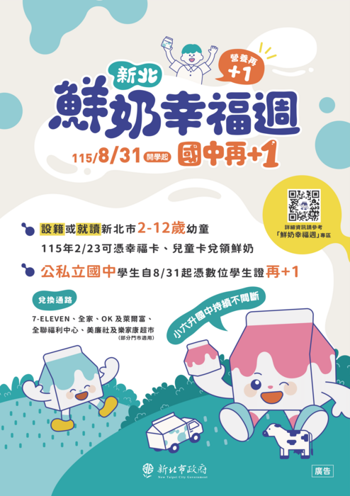 新北鮮奶幸福週-幸福營養再+1